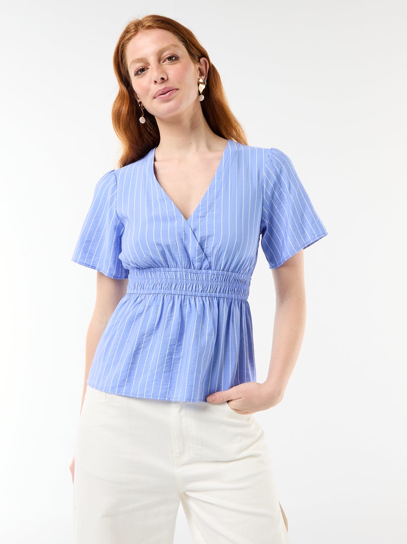 Soepele blouse met uitlopend model Blauw - Kiabi