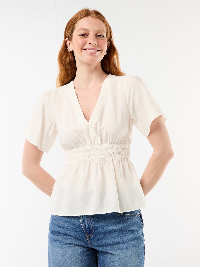 Soepele blouse met uitlopend model Wit - Kiabi