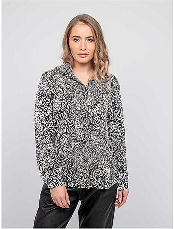 Soepele blouse met zwart-witte animalprint ophir