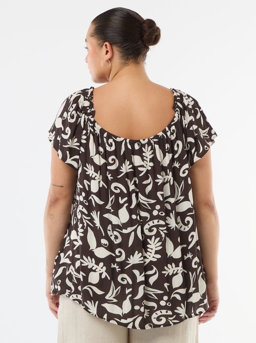 Soepele crêpe blouse met korte mouwen - Kiabi