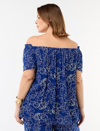 Soepele crêpe blouse met korte mouwen