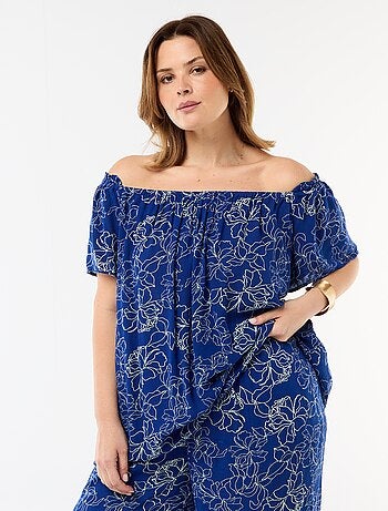 Soepele crêpe blouse met korte mouwen