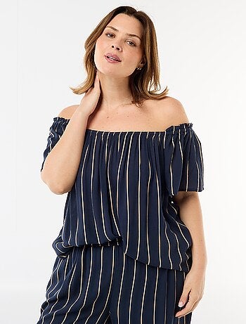 Soepele crêpe blouse met korte mouwen
