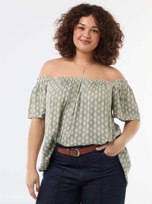 Soepele crêpe blouse met korte mouwen - Kiabi