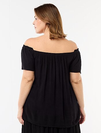 Soepele crêpe blouse met korte mouwen