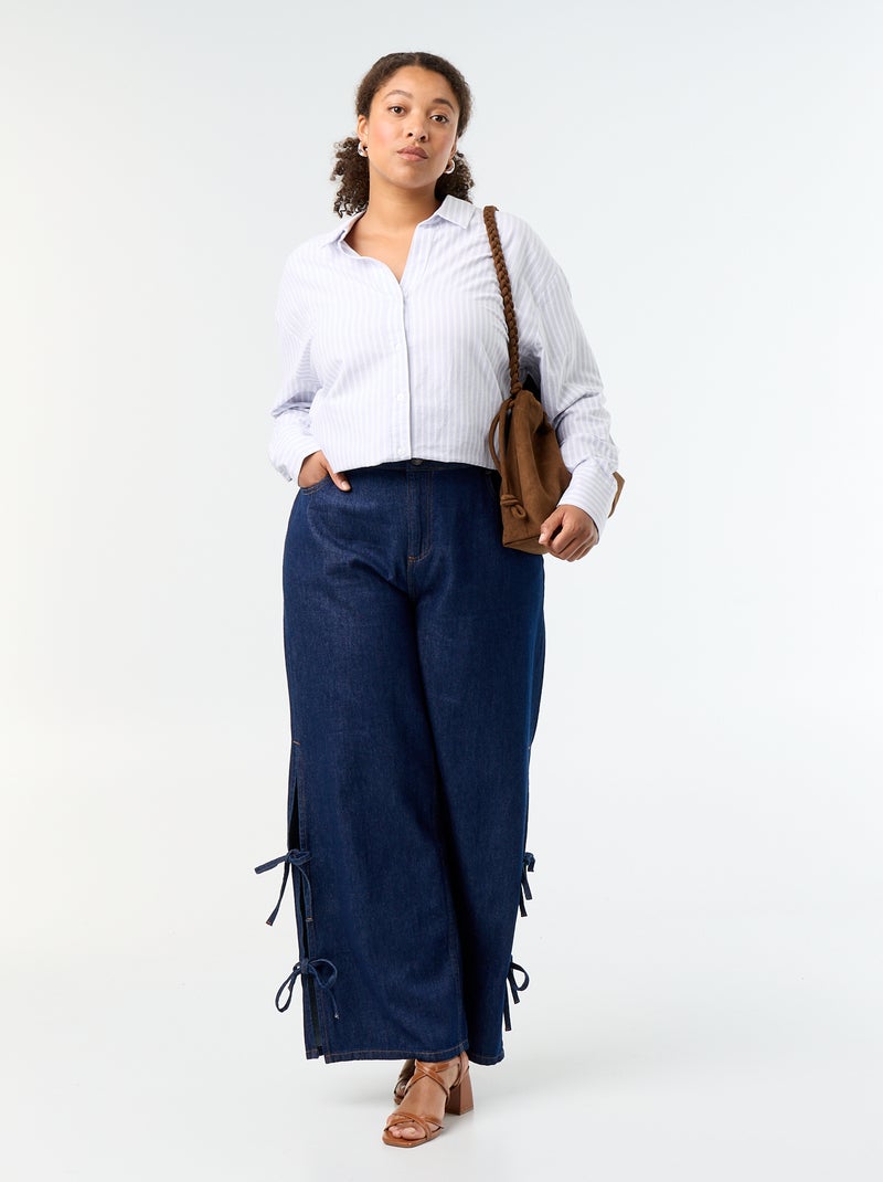 Soepele oxford blouse met strepen Blauw - Kiabi