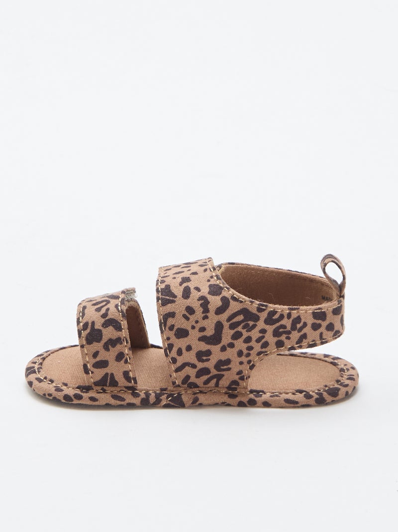 Soepele sandalen met 2 bandjes Bruin - Kiabi