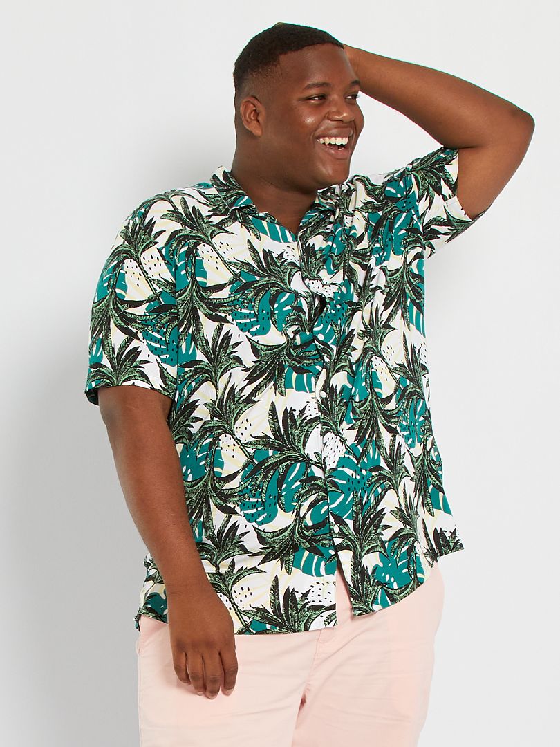 Soepelvallend overhemd met tropische print WIT - Kiabi