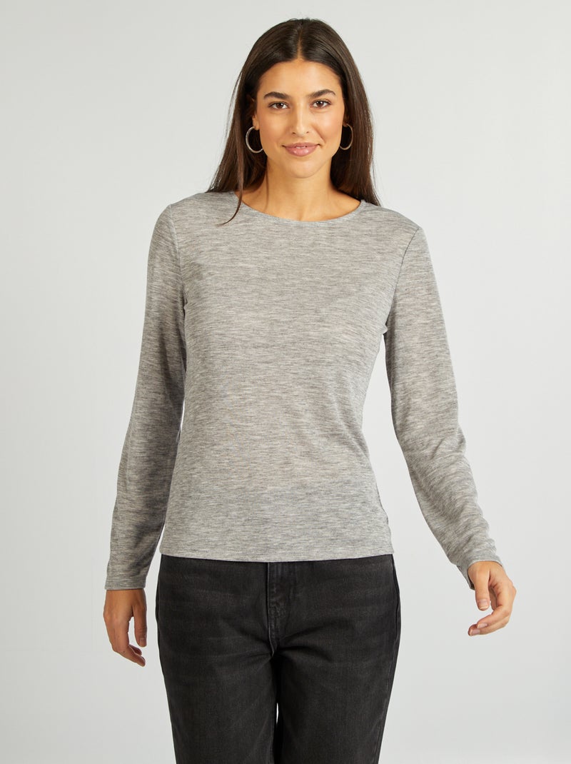 Soepelvallend T-shirt van gespikkeld tricot GRIJS - Kiabi
