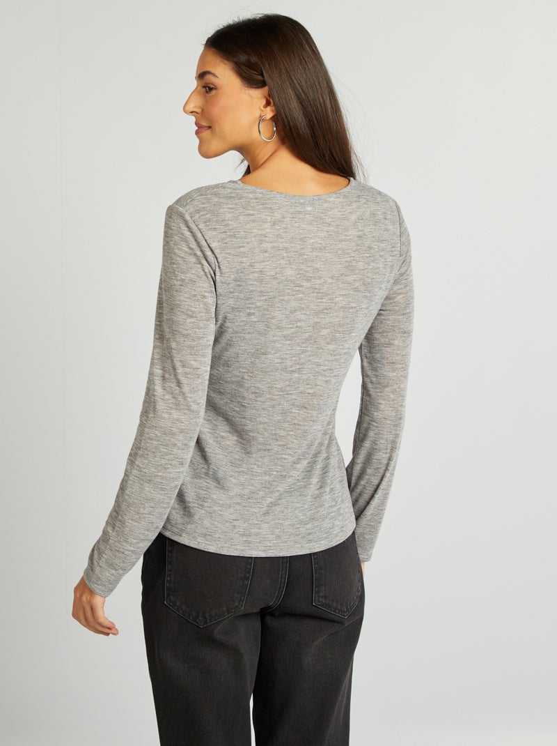 Soepelvallend T-shirt van gespikkeld tricot GRIJS - Kiabi