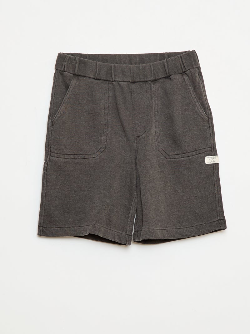 Soepelvallende bermuda in french terry Zwart - Kiabi