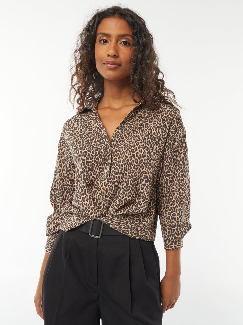 Soepelvallende blouse Biege - Kiabi