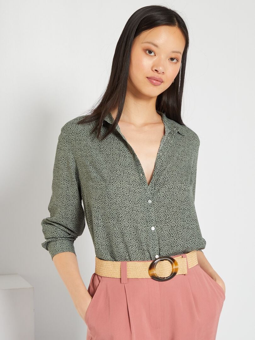 Soepelvallende blouse GROEN - Kiabi