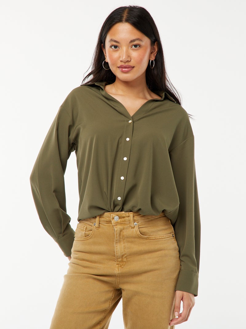Soepelvallende blouse Kaki - Kiabi
