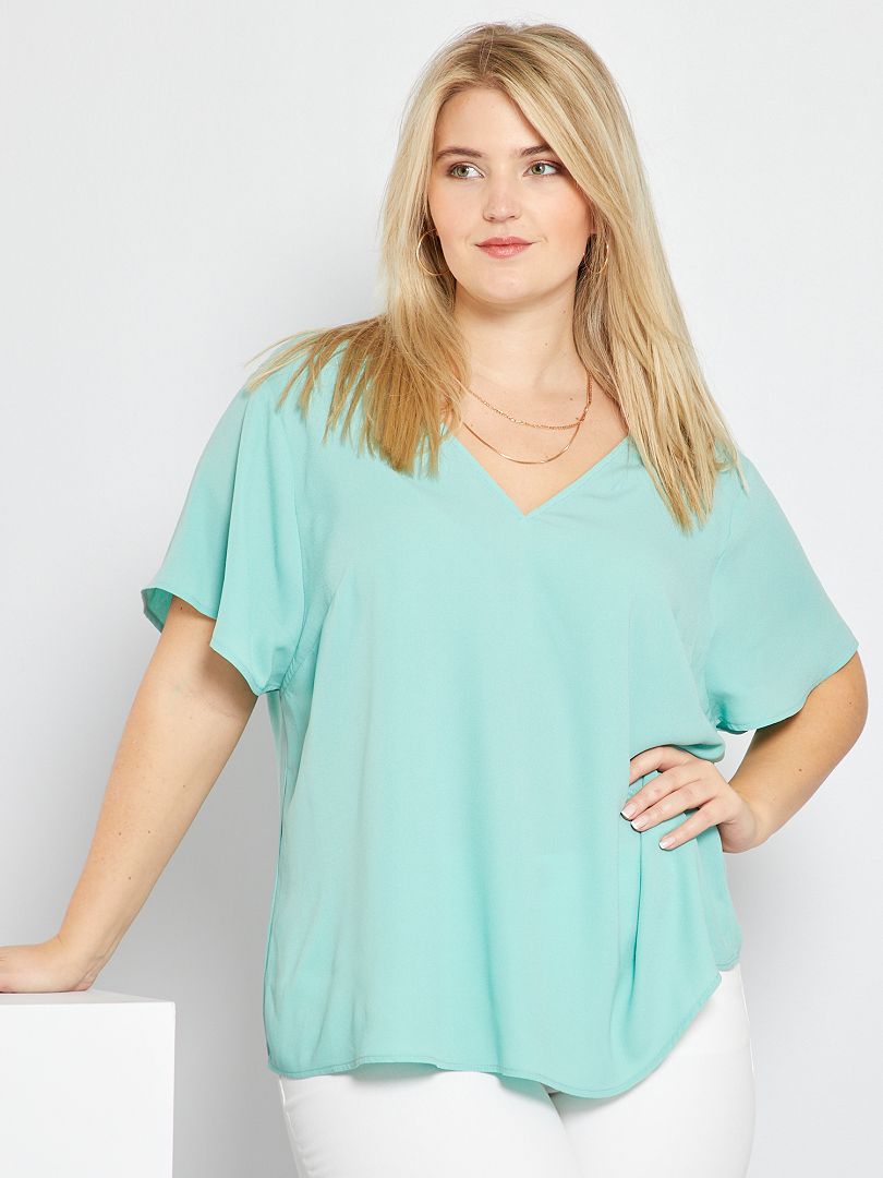 Soepelvallende blouse kopergroen - Kiabi