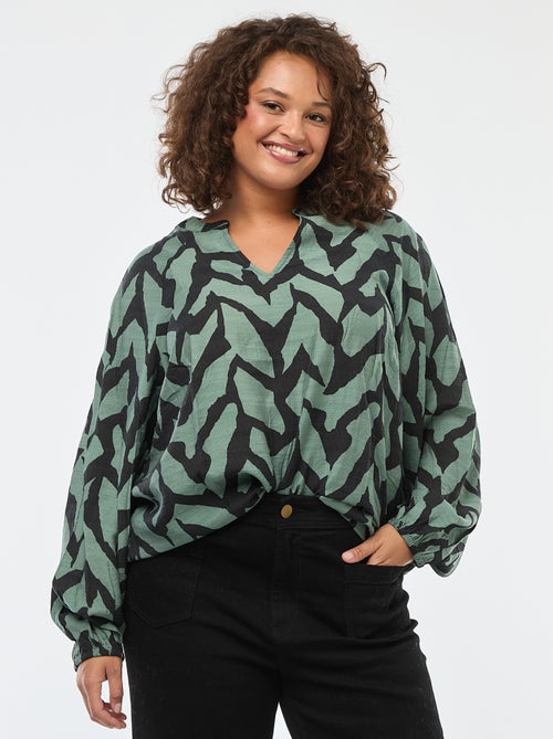 Soepelvallende blouse met maokraag 'Only Carmakoma' - Kiabi