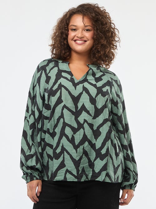 Soepelvallende blouse met maokraag 'Only Carmakoma' - Kiabi