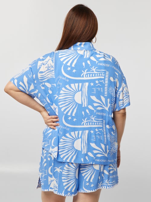 Soepelvallende blouse met marineprint - Kiabi