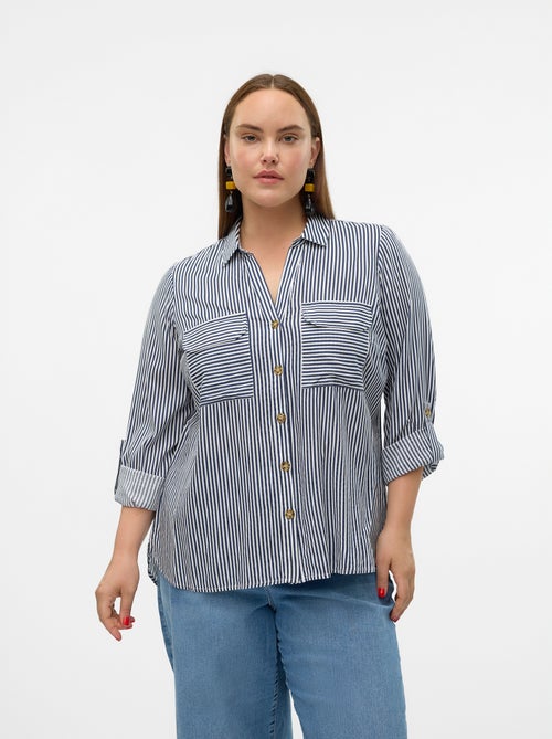 Soepelvallende blouse met oprolbare mouwen 'Vero Moda Curve' - Kiabi