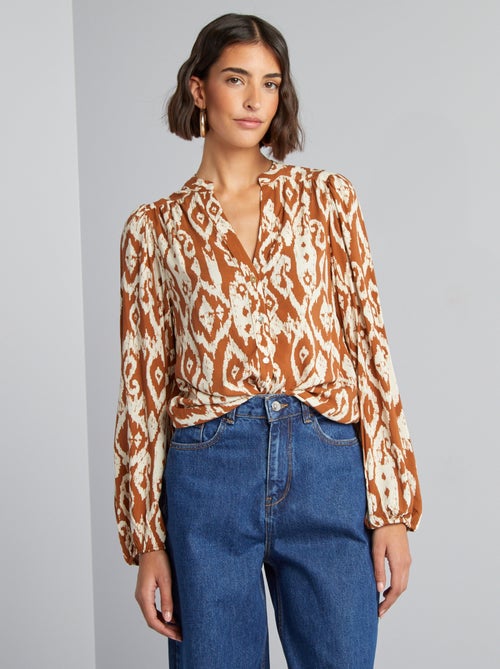 Soepelvallende blouse met print - Kiabi