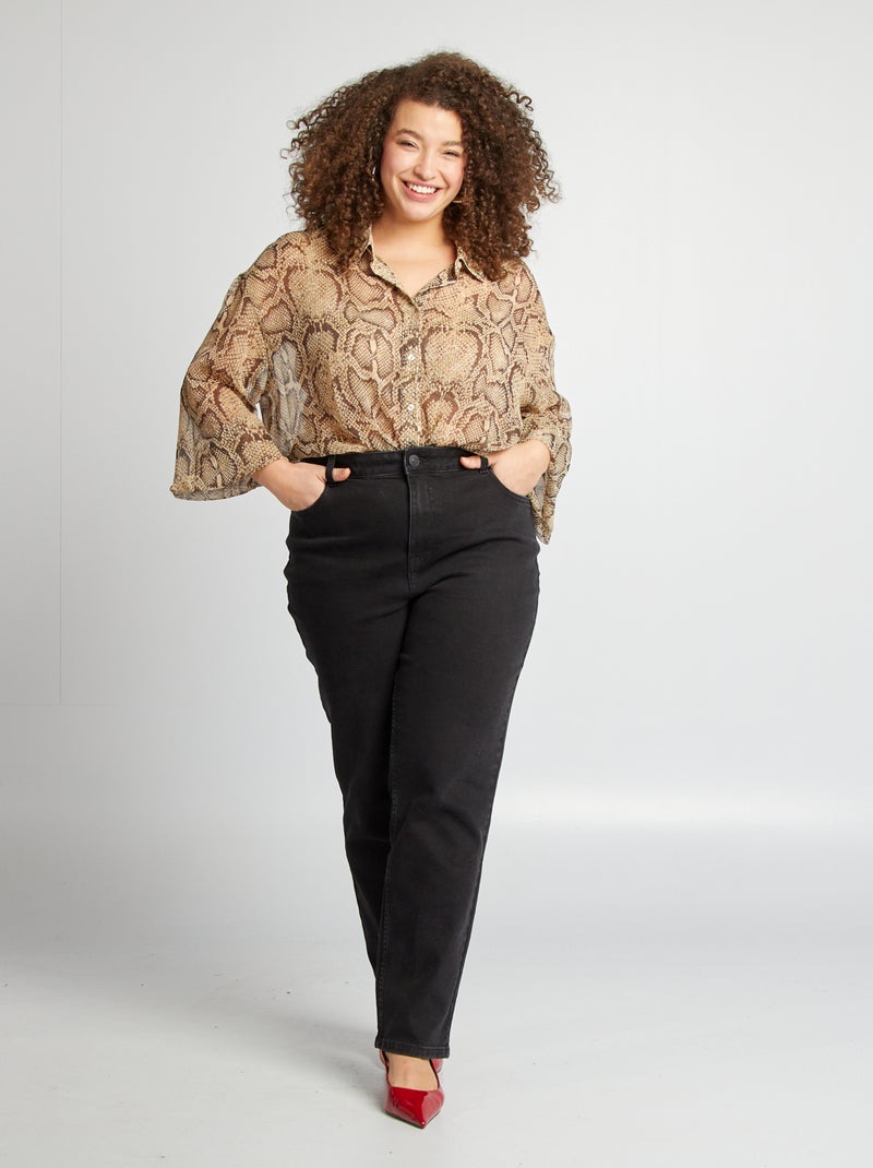 Soepelvallende blouse met pythonprint - BIEGE - Grote Maten - Dame - 20 ...