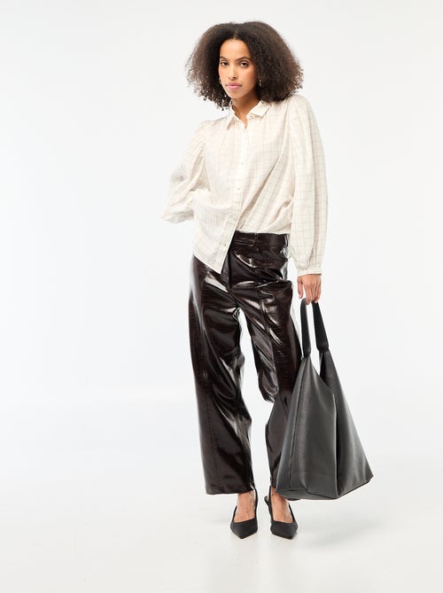 Soepelvallende blouse met ruitprint - Kiabi