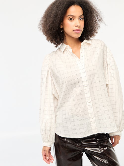 Soepelvallende blouse met ruitprint - Kiabi