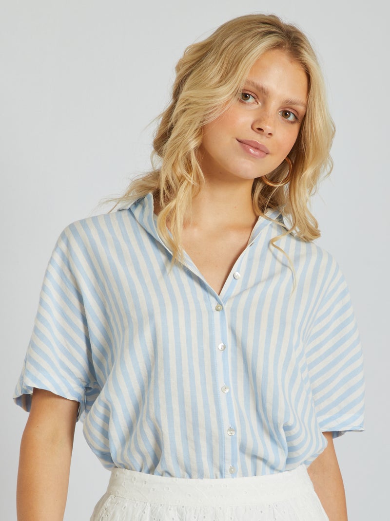 Soepelvallende blouse met strepen BLAUW - Kiabi