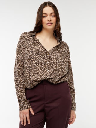 Soepelvallende blouse van crêpe-achtige tricot