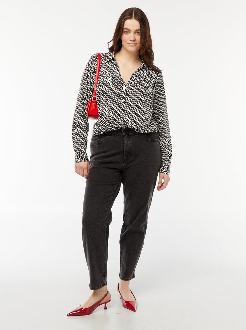 Soepelvallende blouse van crêpe-achtige tricot Biege - Kiabi