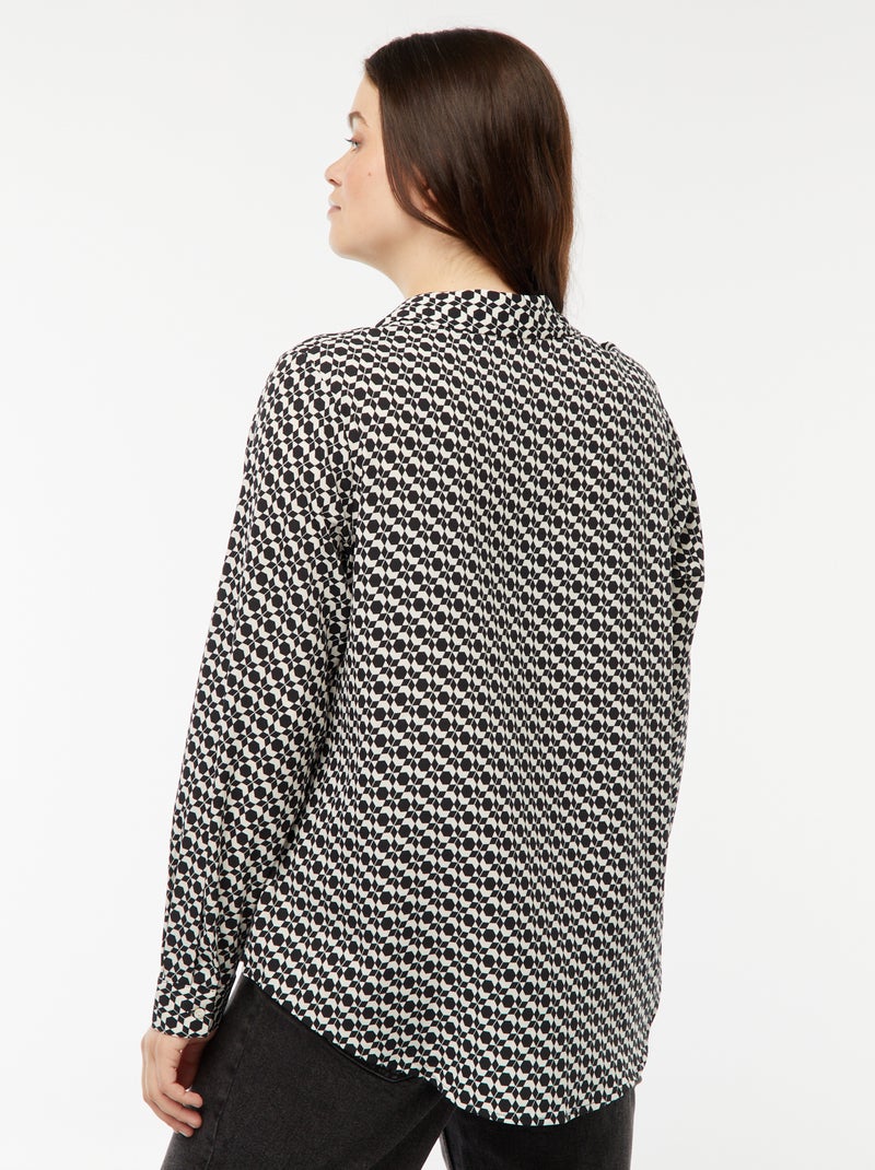 Soepelvallende blouse van crêpe-achtige tricot Biege - Kiabi