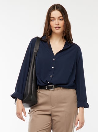 Soepelvallende blouse van crêpe-achtige tricot