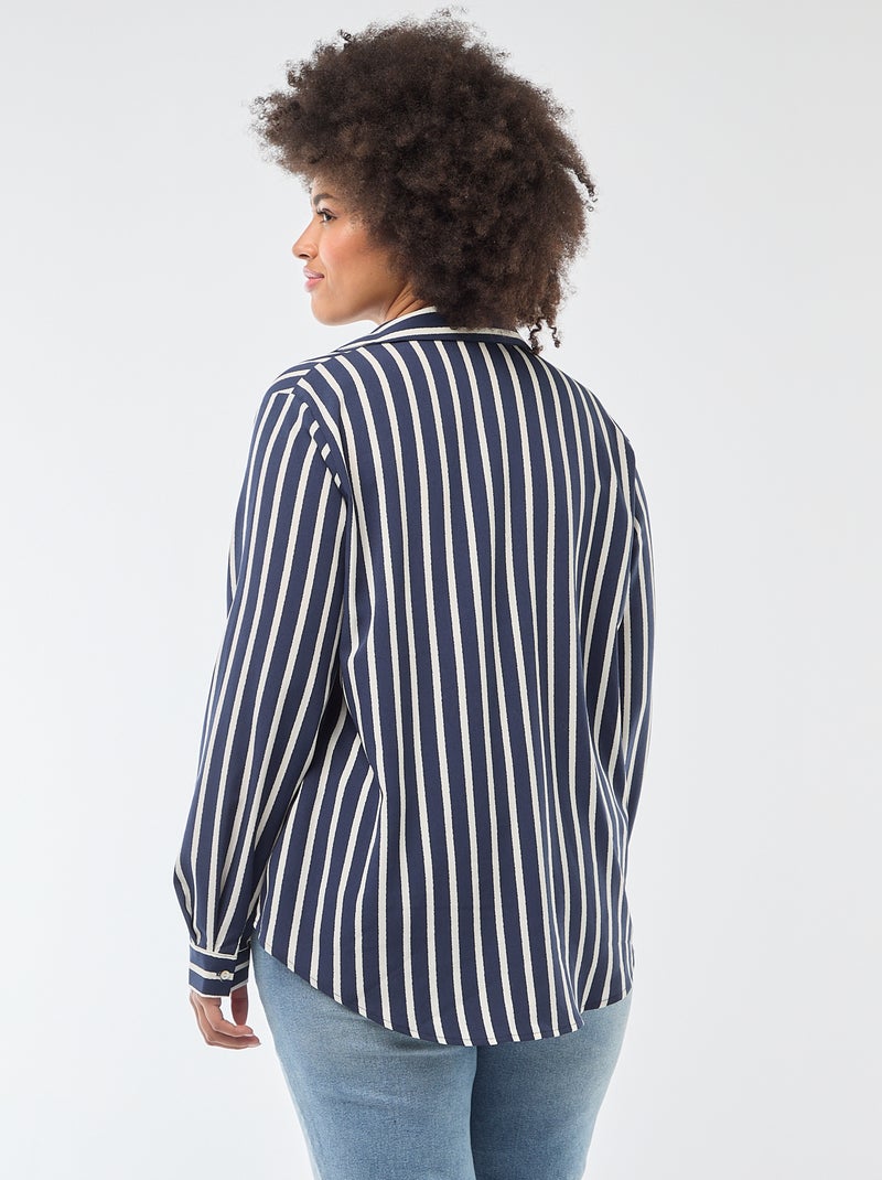 Soepelvallende blouse van crêpe-achtige tricot Blauw - Kiabi