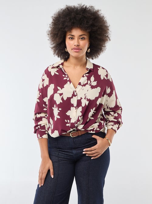 Soepelvallende blouse van crêpe-achtige tricot - Kiabi