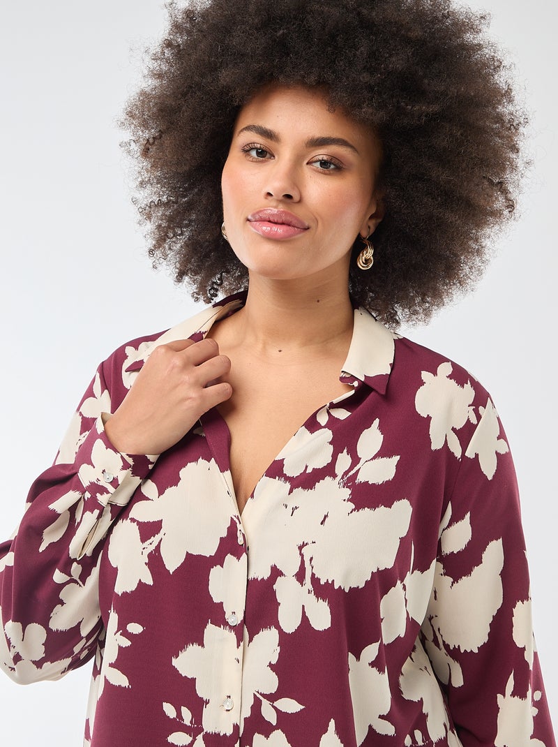 Soepelvallende blouse van crêpe-achtige tricot Rood - Kiabi