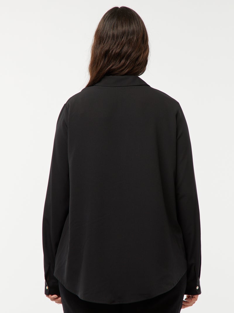 Soepelvallende blouse van crêpe-achtige tricot ZWART - Kiabi