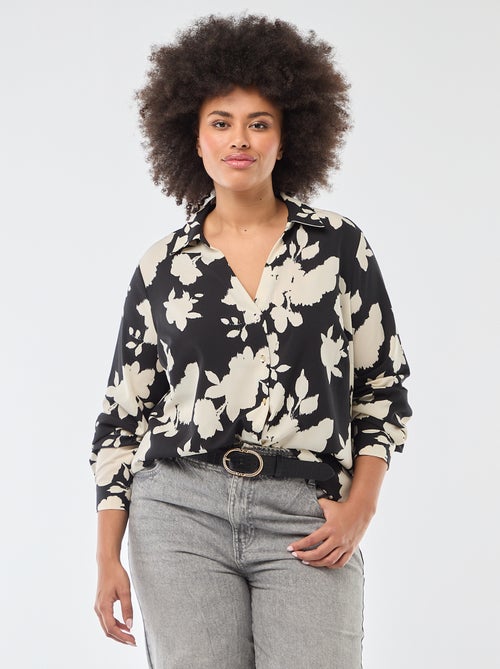 Soepelvallende blouse van crêpe-achtige tricot - Kiabi