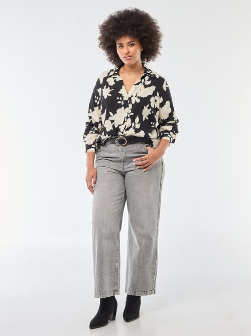 Soepelvallende blouse van crêpe-achtige tricot - Kiabi