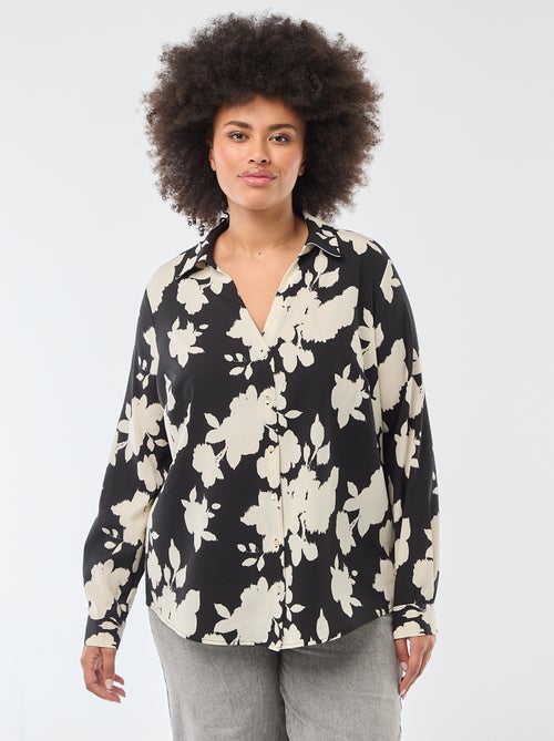 Soepelvallende blouse van crêpe-achtige tricot - Kiabi