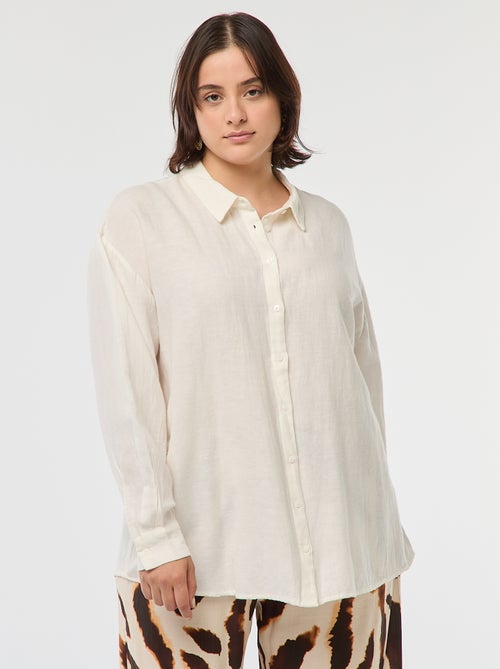 Soepelvallende blouse van gemengd linnen - Kiabi