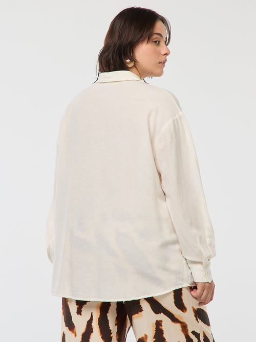 Soepelvallende blouse van gemengd linnen - Kiabi