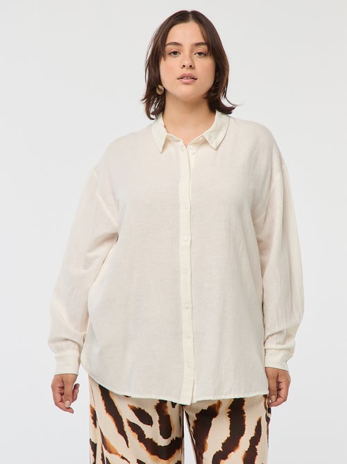 Soepelvallende blouse van gemengd linnen - Kiabi