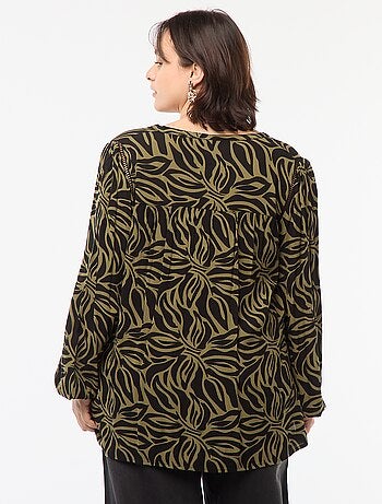 Soepelvallende blouse van kreukeltricot met print