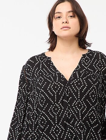 Soepelvallende blouse van kreukeltricot met print