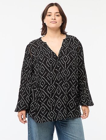Soepelvallende blouse van kreukeltricot met print