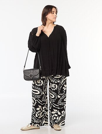 Soepelvallende blouse van kreukeltricot met print