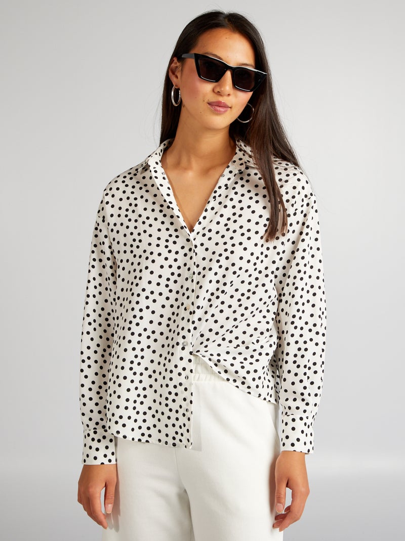 Soepelvallende blouse WIT - Kiabi
