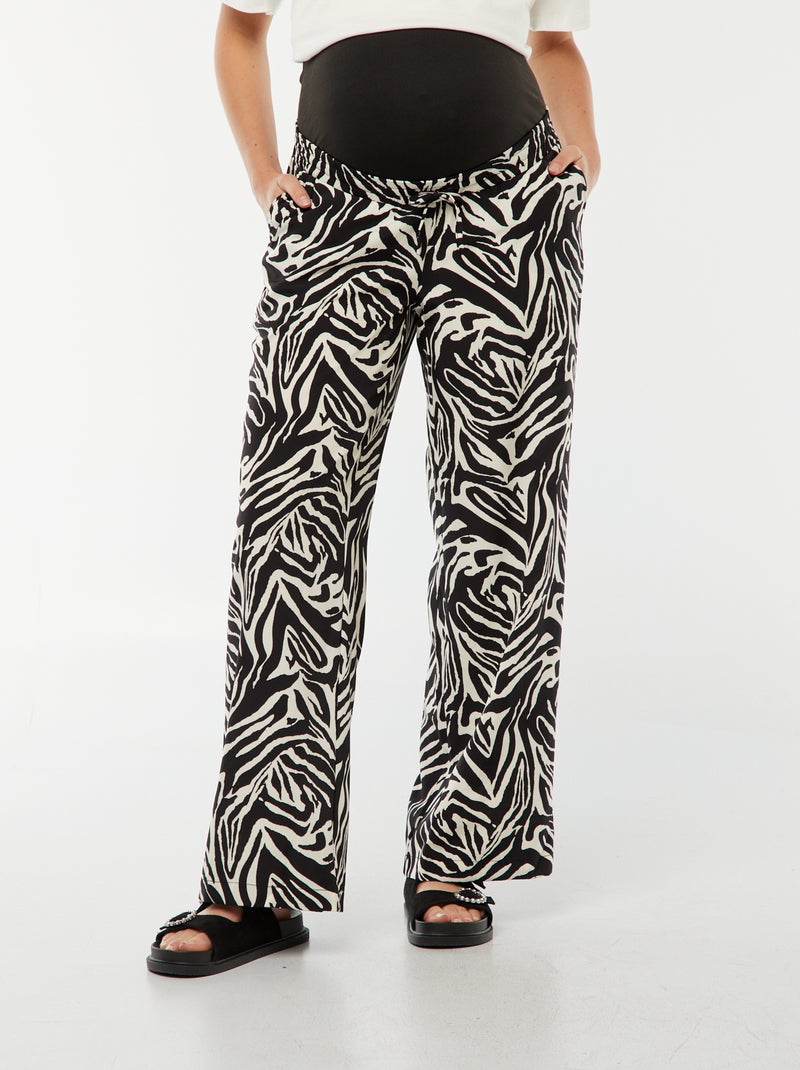 Soepelvallende broek met zebramotief 'Only Maternity' ZWART - Kiabi