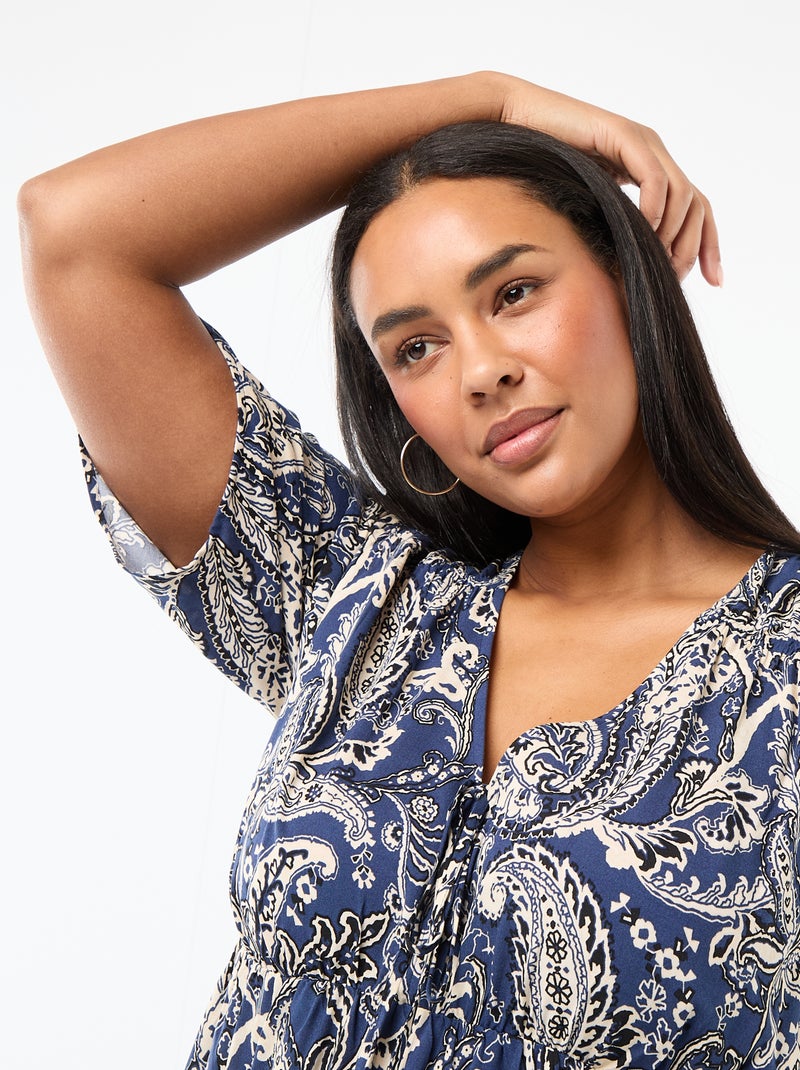 Soepelvallende jurk met fantasieprint Blauw - Kiabi