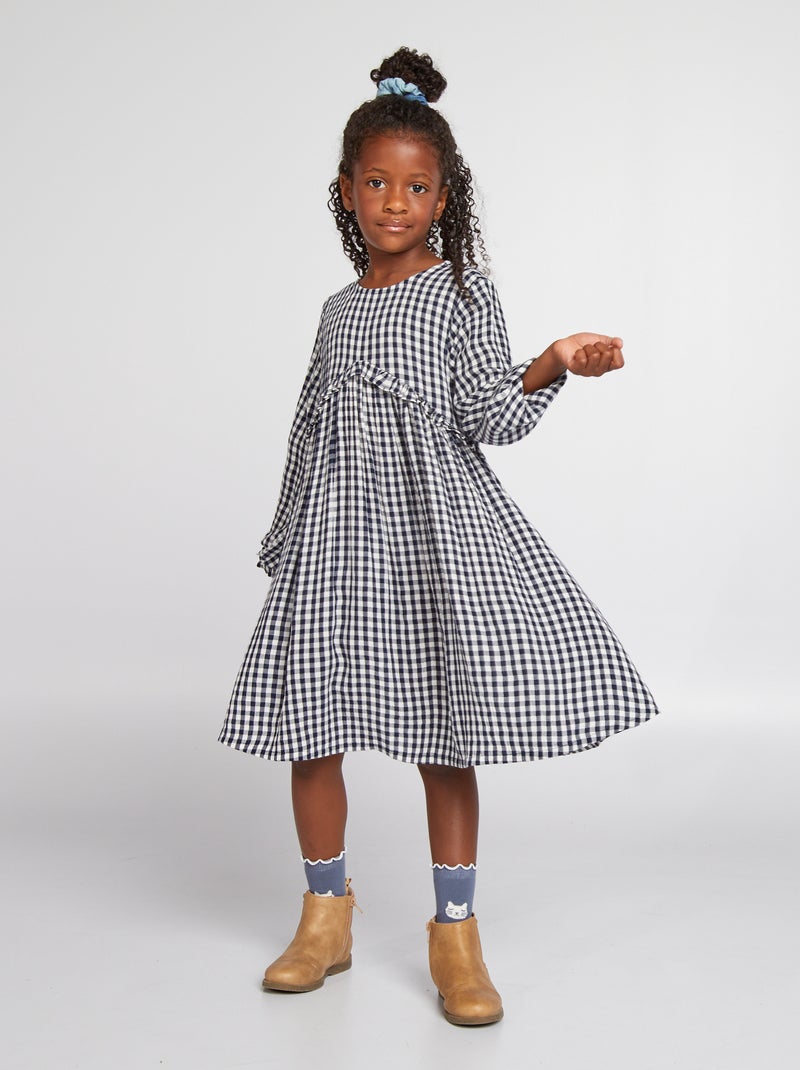 Soepelvallende jurk met print BLAUW - Kiabi